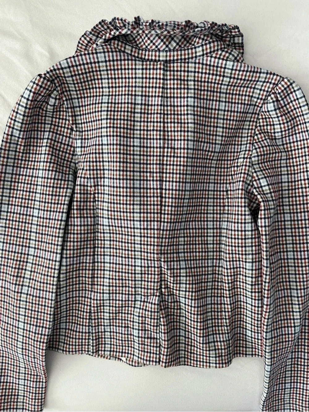 Plaid Ruffle Collar Women’s Jacket - Multicolor